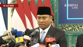 Kepala BGN Sudaryono memberi pernyataan pers usai dilantik, Rabu (22/7/2026). Foto:Tangkapan Layar Kompas TV
